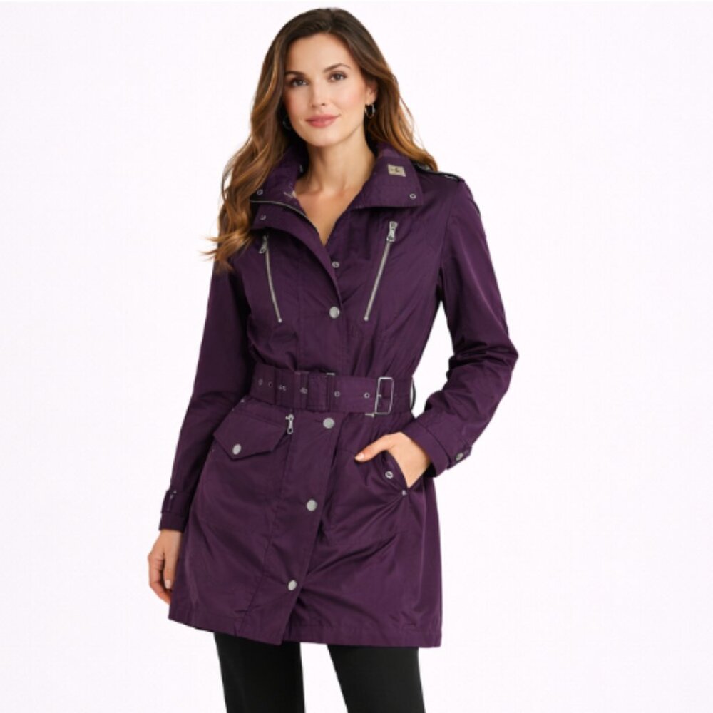 Burberry Purple Belted Trench Coat Jacket Women’s Size S